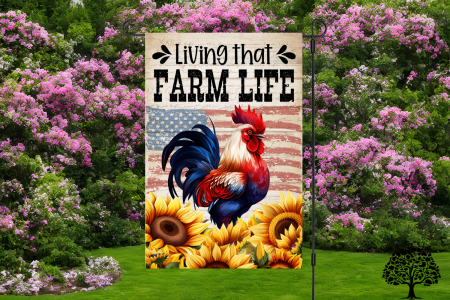 Living that Farm Life Garden Flag 12 x 18 Handmade