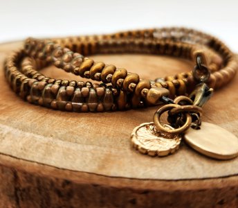 Duo Zipper Golden Wrap Bracelet