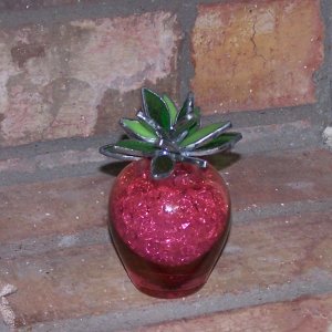 Strawberry vase with stained glass succulent  SHIPPING INCLUDED!