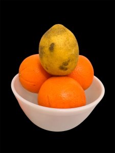 Lemon with a face, anthropomorphic fruit