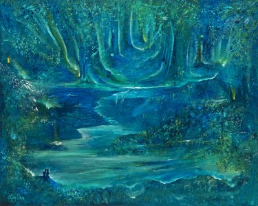 Enchanted Forest- ORIGINAL PAINTING 24" x 30" acrylics on canvas