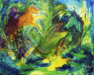 Enchanted Realm-ORIGINAL PAINTING 30" wide x 24" high, acrylics on canvas