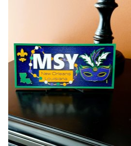 New Orleans MSY Airport Desk Office Bookshelf Sign