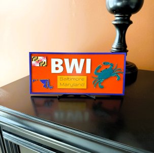 Baltimore BWI Airport Desk Office Bookshelf Sign