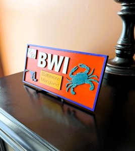 Baltimore BWI Airport Desk Office Bookshelf Sign