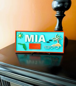 Miami MIA Airport Desk Office Bookshelf Sign