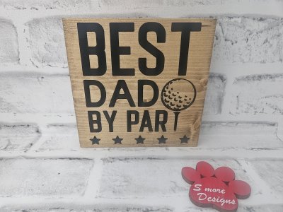 Best Dad by Par Golf Sign Golfing Dad Gift Wood Shelf Sitter Rustic Golf Decor Father's Day Gift for Golfer Man Cave Golf Lover Funny golf