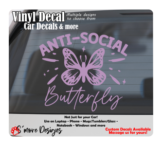 Anti-Social Butterfly Car Decal Vinyl Sticker