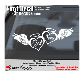 Memorial Decal, In Loving Memory Heart & Wings Decal, Angel Wings Car Decals