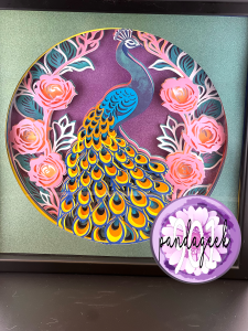 Handmade Splendor the Peacock Shadow Box – 12x12 Layered Cardstock Art