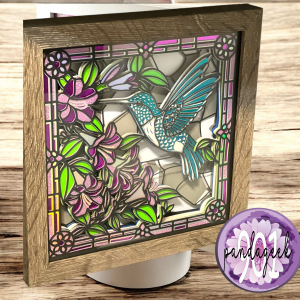 Handmade Hopscotch the Hummingbird Shadow Box – 8x8 Layered Cardstock Art