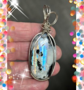Moonstone w/ Black Tourmaline Pendant