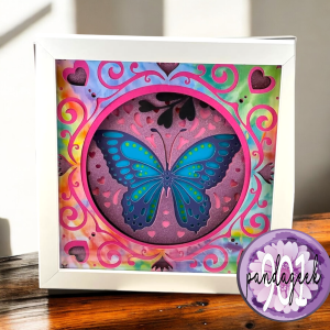 Handmade Hippie the Butterfly Shadow Box – 8x8 Layered Cardstock Art