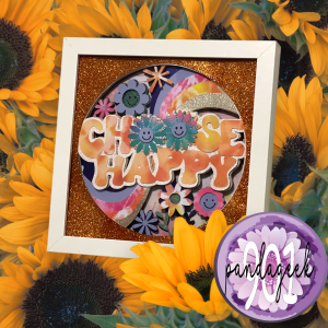 Choose Happy Boho Shadow Box – 8x8 Handmade Layered Cardstock Art