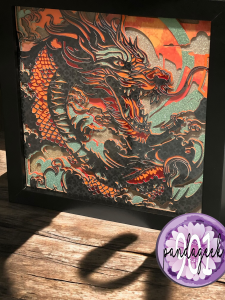 Handmade Fierce the Dragon Shadow Box – 8x8 Layered Cardstock Art