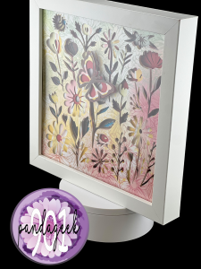 Handmade Boho Flowers Shadow Box – 8x8 Layered Cardstock Floral Décor and Wall Art