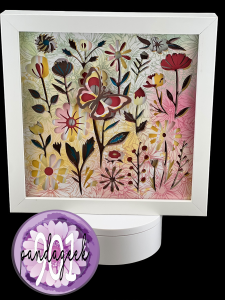 Handmade Boho Flowers Shadow Box – 8x8 Layered Cardstock Floral Décor and Wall Art