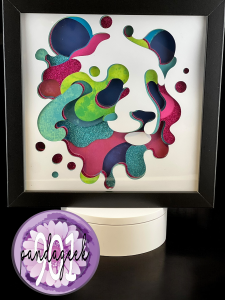 Handmade Panda Zen Shadow Box – 8x8 Layered Cardstock Color Splash Décor