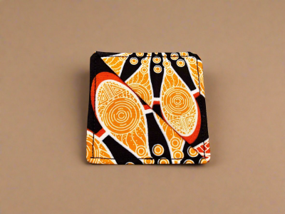 BMK10008A - Fabric, Patterned Handmade Black, White, and Orange Bookmark