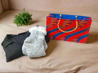 MWA10098 - Ethnic, Fabric, Patterned, Handmade Orange, Red, Blue, and Gold Medium Horizontal Bag