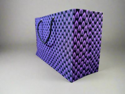 MWA100110 - Ethnic, Fabric, Patterned, Handmade Purple and Black Medium Horizontal Bag