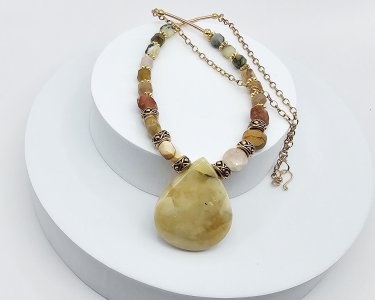 Yellow Opal & Mookaite Gemstone Necklace