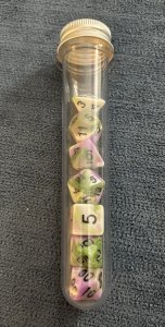 Handmade Resin Dungeons & Dragon Dice - Pink/Green/White Swirl