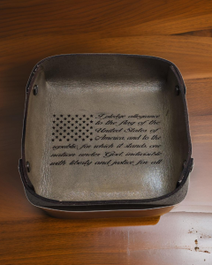 Leather Valet Tray - American Flag/Pledge of Allegiance