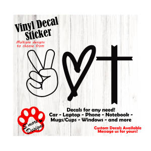 Peace Love Cross Car Decal Church Lovers Vinyl Sticker Christian Car Decals Prayer