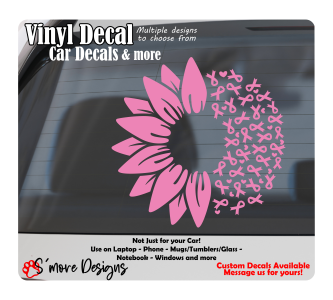 Sunflower Cancer Ribbon Car Decal Cancer Survivor Vinyl Sticker Decals