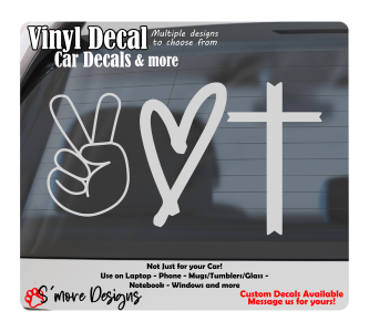 Peace Love Cross Car Decal Church Lovers Vinyl Sticker Christian Car Decals Prayer