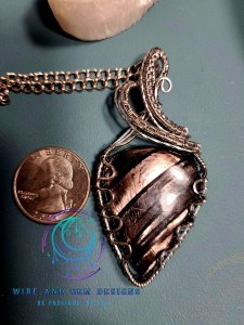 Hypersthene Stainless Steel Wire Wrapped Pendant