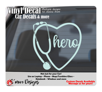 Hero Car Decal Healthcare worker Stethoscope Decal Window Vinyl Sticker