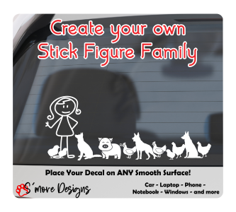 Farm Animal Stick Figure Decal Custom Sticker Family Decal Sticker for Car Window Stick Family Decal chicken decal farm animal Stick Figure