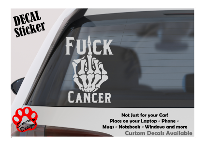 FUCK CANCER Skeleton Middle Finger Decal Funny Decal Sticker Car Decal Survivor Gift Fight Cancer Awareness FU Cancer Car SUV Decal Laptop
