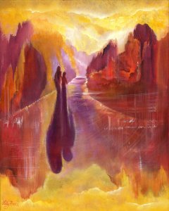 "Reality of a Dream" ORIGINAL PAINTING, 16"  x 20"  ACRYLICS ON CANVAS, HI-GLOSS VARNISH, WIRED AND READY TO HANG