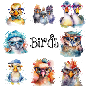 Cleaning Cloth Birds with Glasses #4770