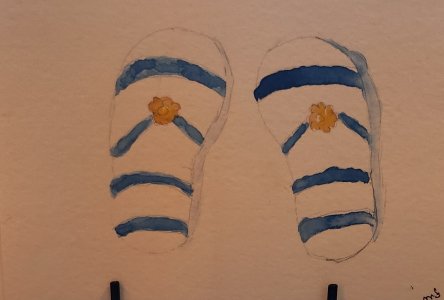 Blue and White Stripe Flip Flops