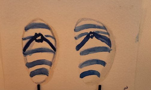 Blue and White stripe Flip Flops