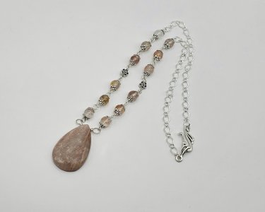 Peach Moonstone & Sun Hematoid Necklace