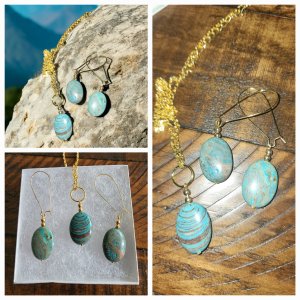 Chrysocolla Pendant / Earring Set