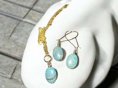 Chrysocolla Pendant / Earring Set