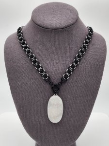 Helm Weave Necklace ft Druzy Agate Pendant