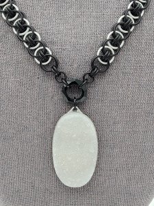 Helm Weave Necklace ft Druzy Agate Pendant