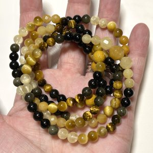 Tigers Eye Mookaite Obsidian Jade Selenite Stretch Bracelet