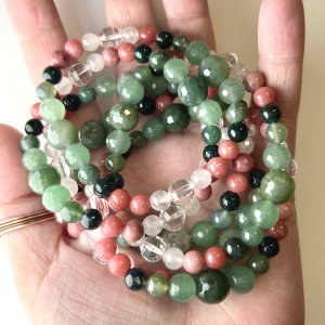 Watermelon Pink & Green Stretch Bracelet