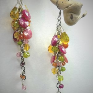 Colorful Gsmstone Cluster Earrings