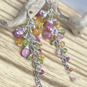 Colorful Gsmstone Cluster Earrings