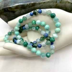 “Green Garden of Bliss” featuring genuine Turquoise Stretch Bracelet