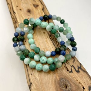 “Green Garden of Bliss” featuring genuine Turquoise Stretch Bracelet
